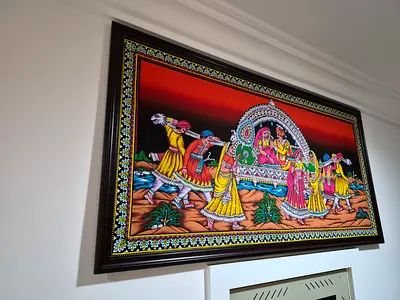 Dark brown Framed wall home decor of  hand made artwork