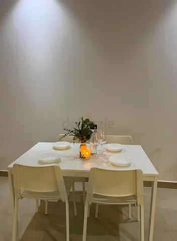 Ikea White 4-Seater Dining Table with Chairs - Minimal Design and extendable table