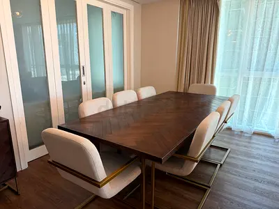 8 seaters Dining Table with chairs and side board (buffet)