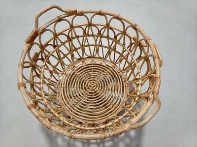 Woven Rattan Storage Basket with Handles