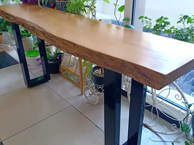 Real Oakwood Long Entry Console Table