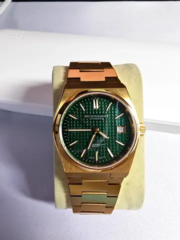 Gold-tone Mens Automatic Watch with Green Dial PRX homage 37mm nh35
