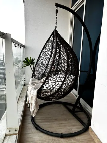 Hanging Egg-shape Swing Chair with Stand - Dark Brown and Green IKEA Bench and IKEA set of 3 seaters