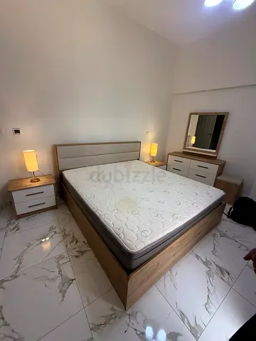 King size  bed frame with mattress and matching bedside tables dressing, table - excellent condition