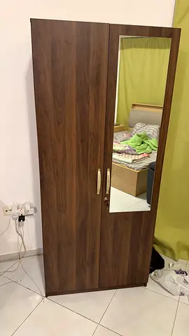 Two-door wooden wardrobe with full-length mirror - Brand New bought a week back with bill