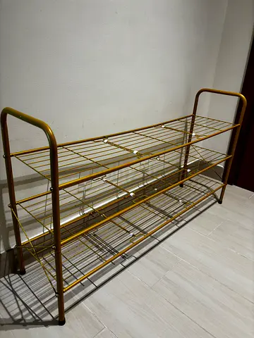 Metal Shoe Rack 4-Tier Gold Finish — Slim Entryway Organizer