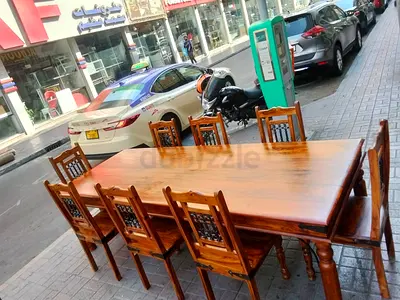 Solid Wood 8-Seater Dining Table with Chairs - Good Condition
