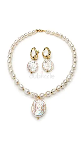 Pearl Necklace and Drop Pearl Earrings Set