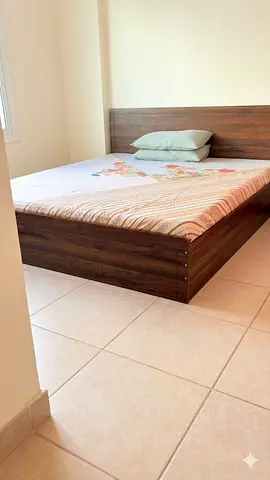 Wooden Double Bed Frame with Headboard and mattress-Good Condition