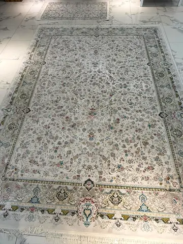 Light-Colored Persian-Style Area Rug — Excellent Condition
