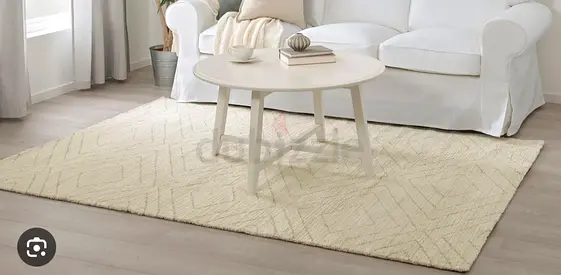 Light Beige Textured Area Rug - 160x230cm (Approx), Good Condition