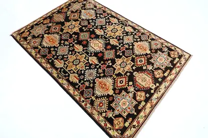 Authentic Tribal Rug 126x186 cm afghan hand made rug small rug  black waziri