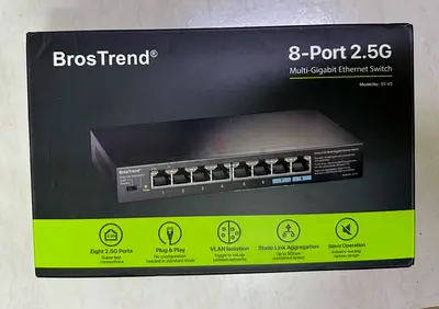 BrosTrend 8-Port 2.5G Ethernet Switch Multi-Gigabit Unmanaged Network Switch 2.5Gb Switch Supports