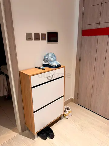 Slim 3-Drawer Shoe Cabinet in Oak  White — Good Condition