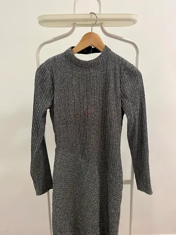 REISS Grey long-sleeve dress, size UK 6