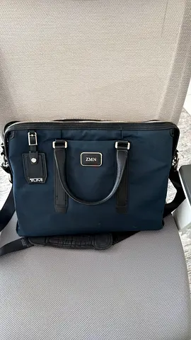 Used navy Tumi-style mens briefcase / laptop bag – good condition