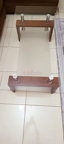 Modern Rectangular Coffee Table with Glass Top and Wood Base