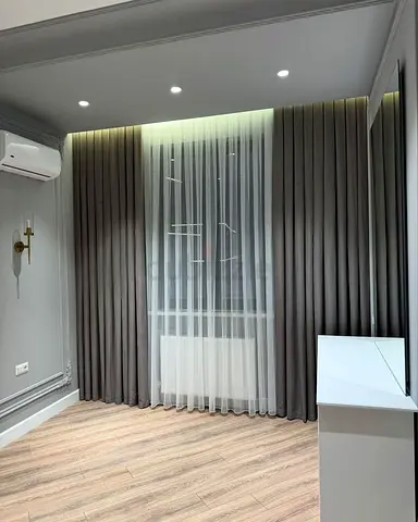Grey blackout curtains with sheer inner panel - Brand new