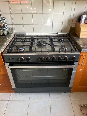 Stainless Steel 5-Burner Gas Range with Oven - Good Working Condition (comes with hood)