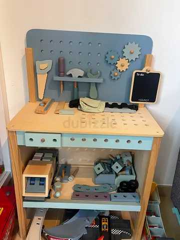 Wooden Kids Workbench Playset with Tools and Accessories - Good Condition