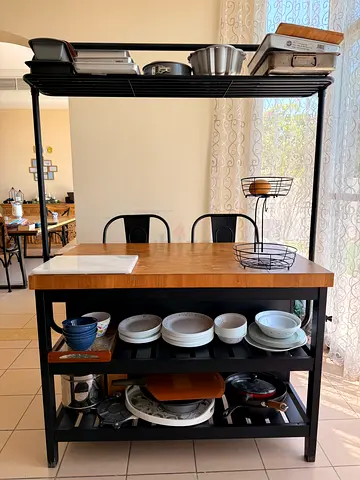 Ikea kitchen Island and 2 bar stools (lucky furniture) for sale.