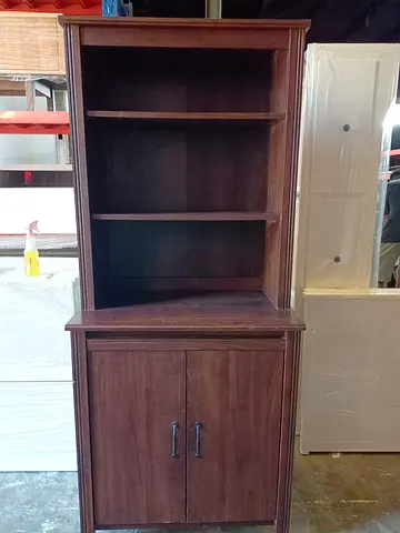 Wooden Bookcase with Lower Cabinet - Dark Brown, Good Condition