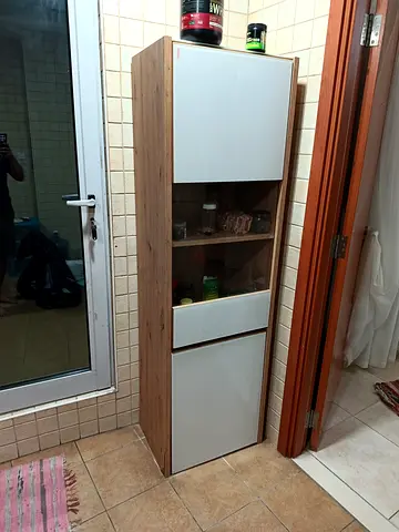 Modern Wooden Display Cabinet with White Doors
