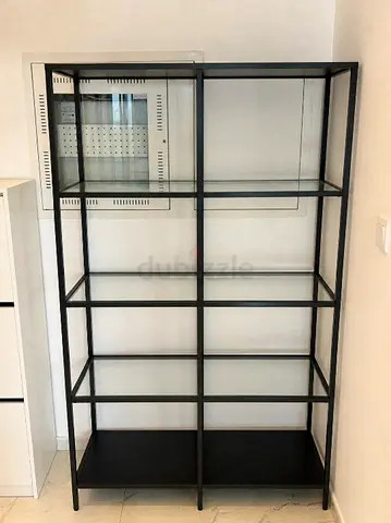 IKEA VITTSJÖ shelving unit (black-brown/glass)