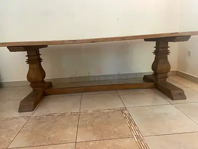 RESTORATION HARDWARE SALVAGED WOOD TRESTLE RECTANGULAR EXTENSION DINING TABLE