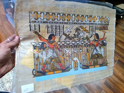 Hand-painted Egyptian Papyrus Artwork - Vintage Style 45*33cm