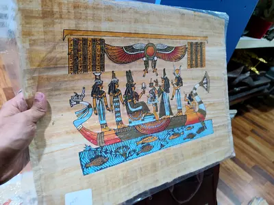 Hand-painted Egyptian Papyrus Artwork — Women on Boat 45*33cm
