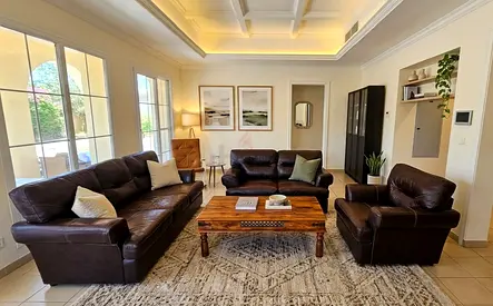 Genuine Leather 3-Piece Living Room Sofa Set (Brown) - Good Condition
