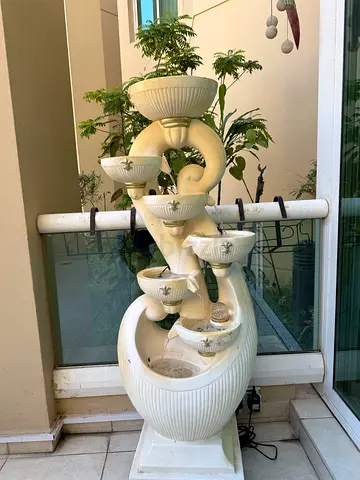 Large Decorative Tiered Water Fountain - White Ceramic Look