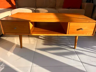 wooden coffee table with two drawers
