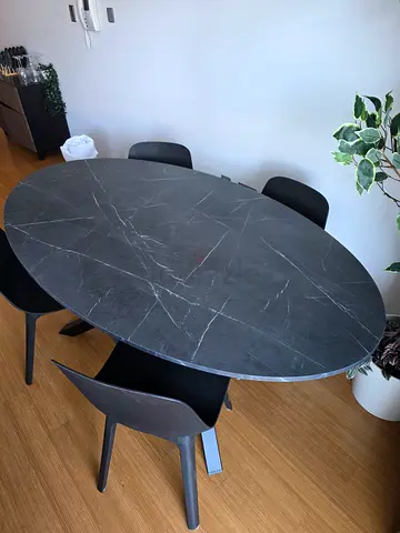Marble-effect Dining room table 180x100 + 4 chairs