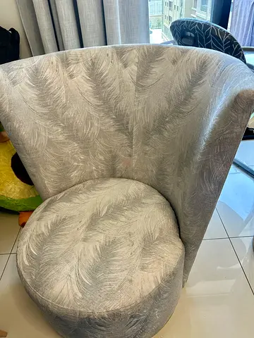 Light Grey Curved Accent Tub Chair with Feather Pattern - 360 rotatable chair