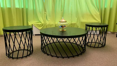 Set of 3 Black Metal Nesting Coffee  Side Tables (Round)