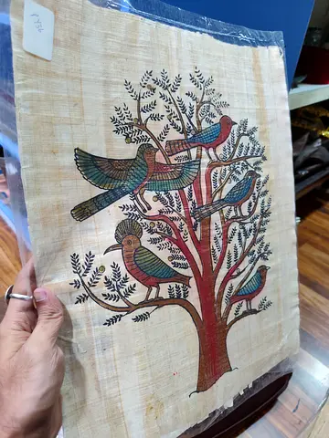 Hand-painted Papyrus Art Panel — Tree with Birds 45*33cm