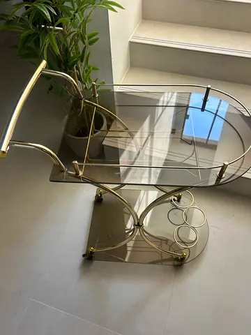 Modern Gold and Glass Bar Cart