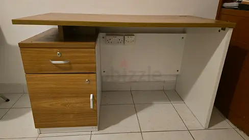 Wooden Office Desk and study table with Drawers and Built-in Power Sockets