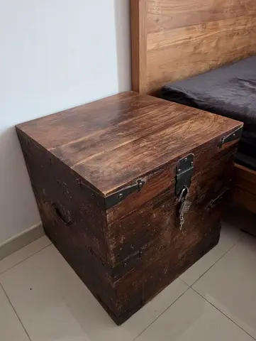 Solid Vintage Wooden Storage Trunk / Side Table