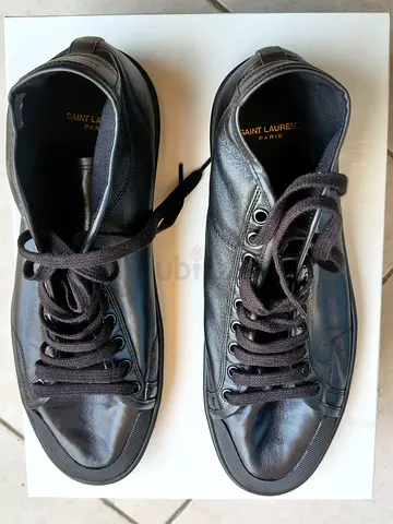 Saint Laurent YSL Black Leather Sneakers – Size 43+ – Worn Once – With Box