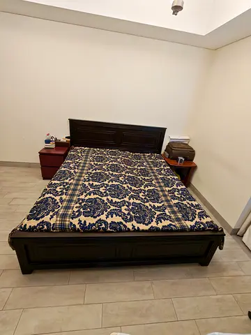 Custom-Made Solid Wood Double Bed Frame with Headboard