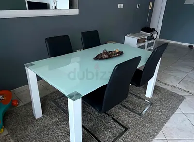 Modern Glass Dining Table + 4 Chairs