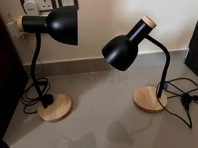 Two goose neck table lamps