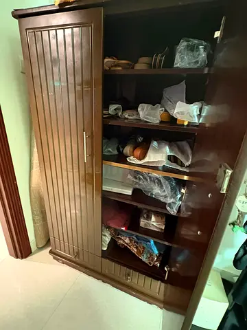 Solid Wood Shoe/Storage Cabinet - Dark Brown, Good Condition