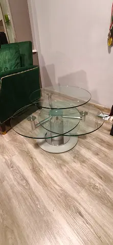 Designer Extending/Swivel Glass Coffee Table