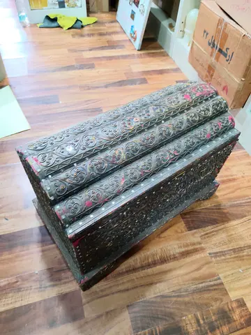Vintage Decorative Wooden Treasure Chest with Metal Inlay 48*34cm