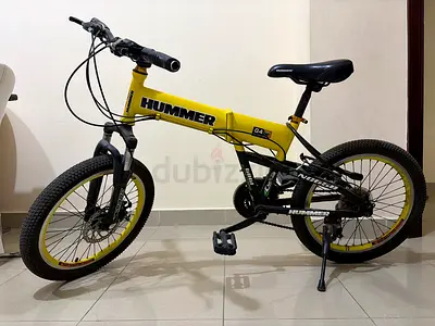 Foldable Hummer G4 Kids/Teen Mountain Bike - Yellow, Good Condition