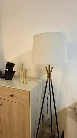 Modern Tripod Floor Lamp with White Drum Shade